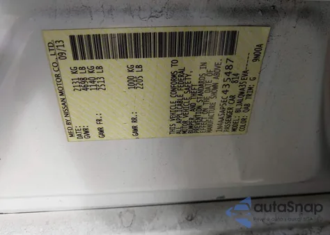 2014 Nissan Maxima 3.5 S z USA, uszkodzony, nr VIN 1N4AA5AP5EC435487